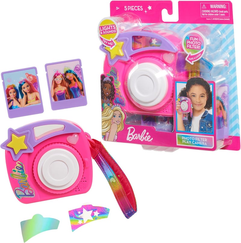 Barbie Just Play Barbie Photo Filter Play Camera, 5-Piece Set with Lights, Sounds, Effect Filters and Pretend Photos, Creative Role Play Toy for Kids Ages 3 and Up - Image 1